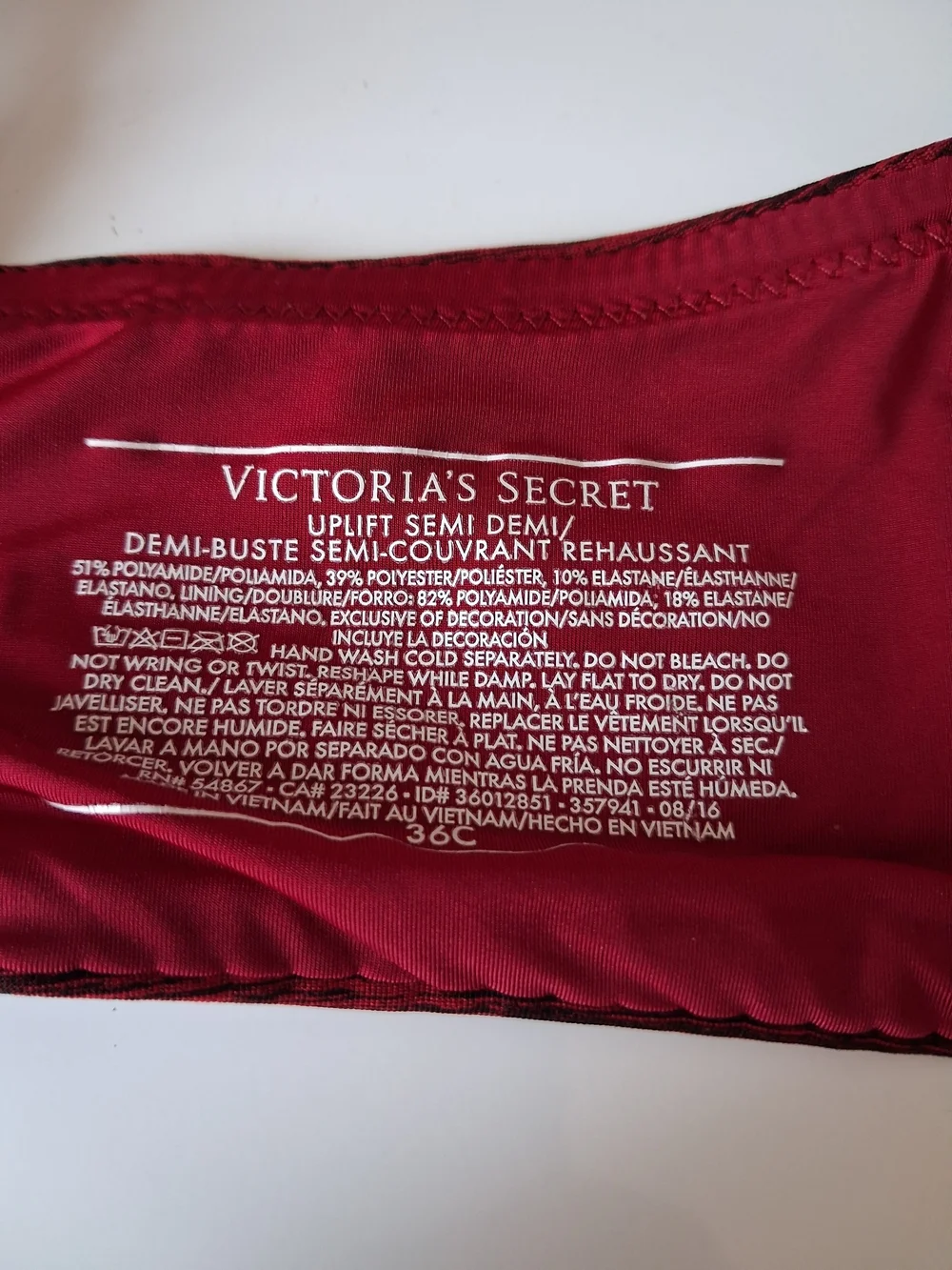Victoria's Secret Red Heathered uplift semi demi T-Shirt Bra 36C